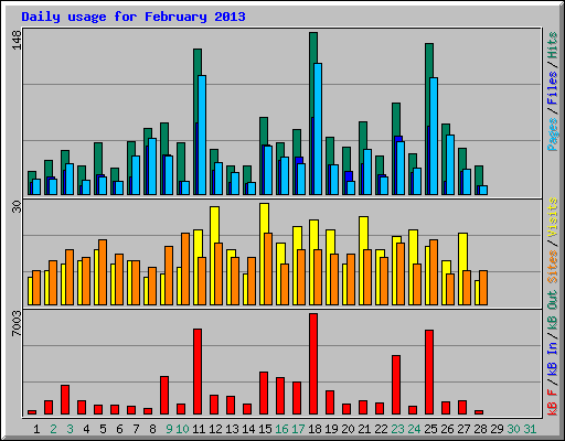 Daily usage for February 2013