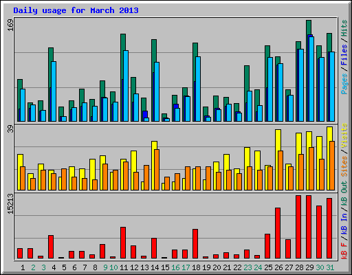Daily usage for March 2013