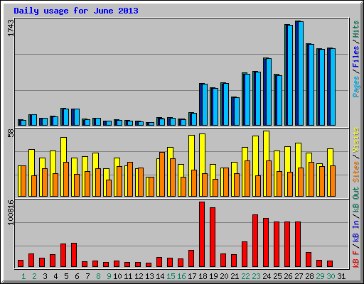 Daily usage for June 2013